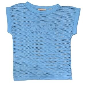 Tropical resort light blue mesh tee swim coverup M